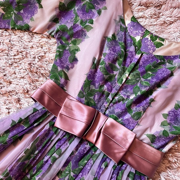 Vintage 1950’s Purple Floral Party Dress Size Medium - Picture 6 of 6